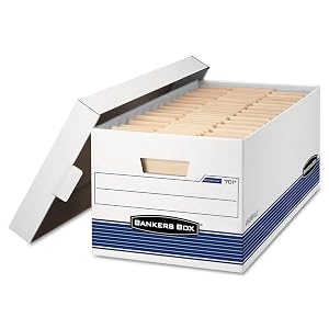 Bankers Box 12-Pack Medium Duty File Storage Boxes with Lids FastFold Assembly 24 Inch Letter STOR FILE 00701
