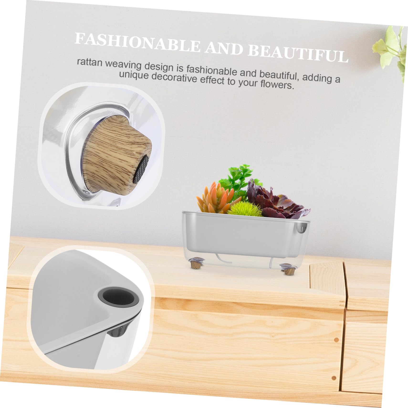 Pot à Arrosage Automatique Transparent en PP Double Couche et Design Auto-irrigant pour Plantes D'intérieur pour Décoration Maison