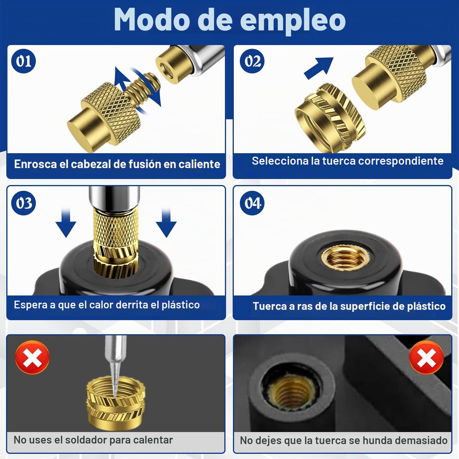 139 Piezas Kit Profesional de Insertos Roscados y Soldadura | Soldador 80W Regulable con LCD + 130 Insertos de Latón M2/M3/M4/M5/M6/M8 + 8 Puntas y Adaptadores | Para Impresión 3D y Modelismo