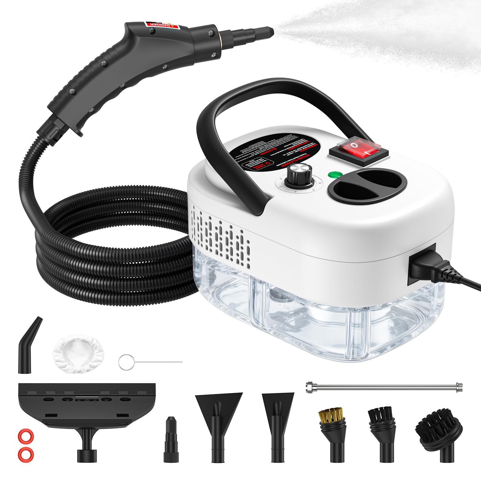Dampfreiniger Handgerät, Hochdruck Dampfreiniger, Steam Cleaner Chemikalienfreier Hochdruck-Dampf – Schmutz Fett & Bakterien, Dampfreiniger für alles, Handdampfreiniger für Auto, Haushalt (Weiß)