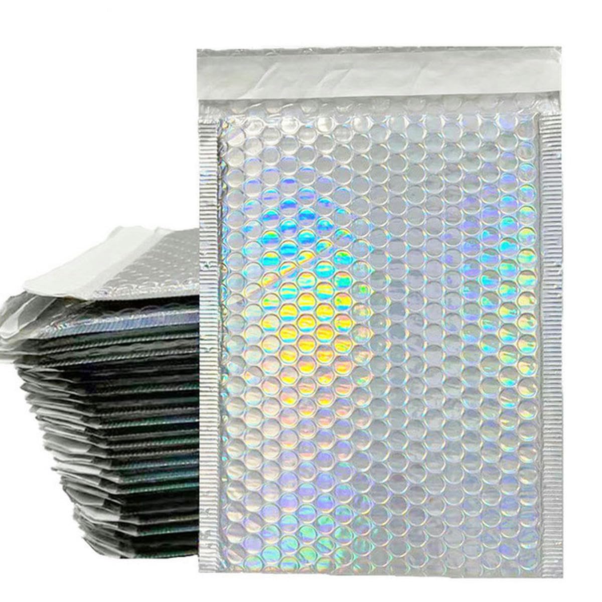 50 buste postali nuovo materiale pellicola argento impermeabile corriere riempito sacchetto di imballaggio a bolle d'aria per la spedizione-50 pezzi 7 colori-15 * 20 cm