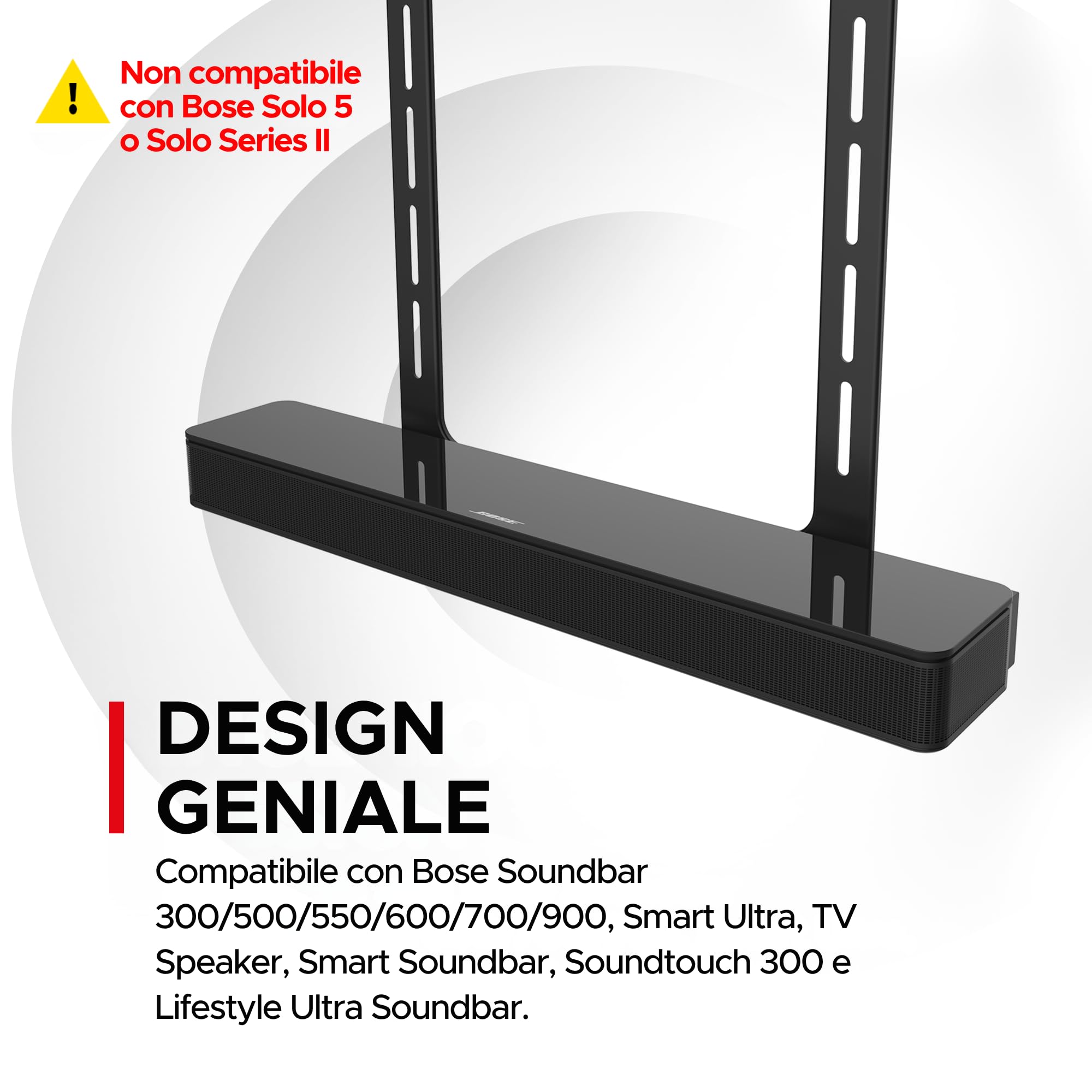 Supporto universale sotto la TV, Compatibile con Bose Smart Soundbar 300/500/550/600/700/900 Lifestyle Ultra, TV Speaker, Smart Ultra, Invisibile una volta montato, Facile da installare, Nero