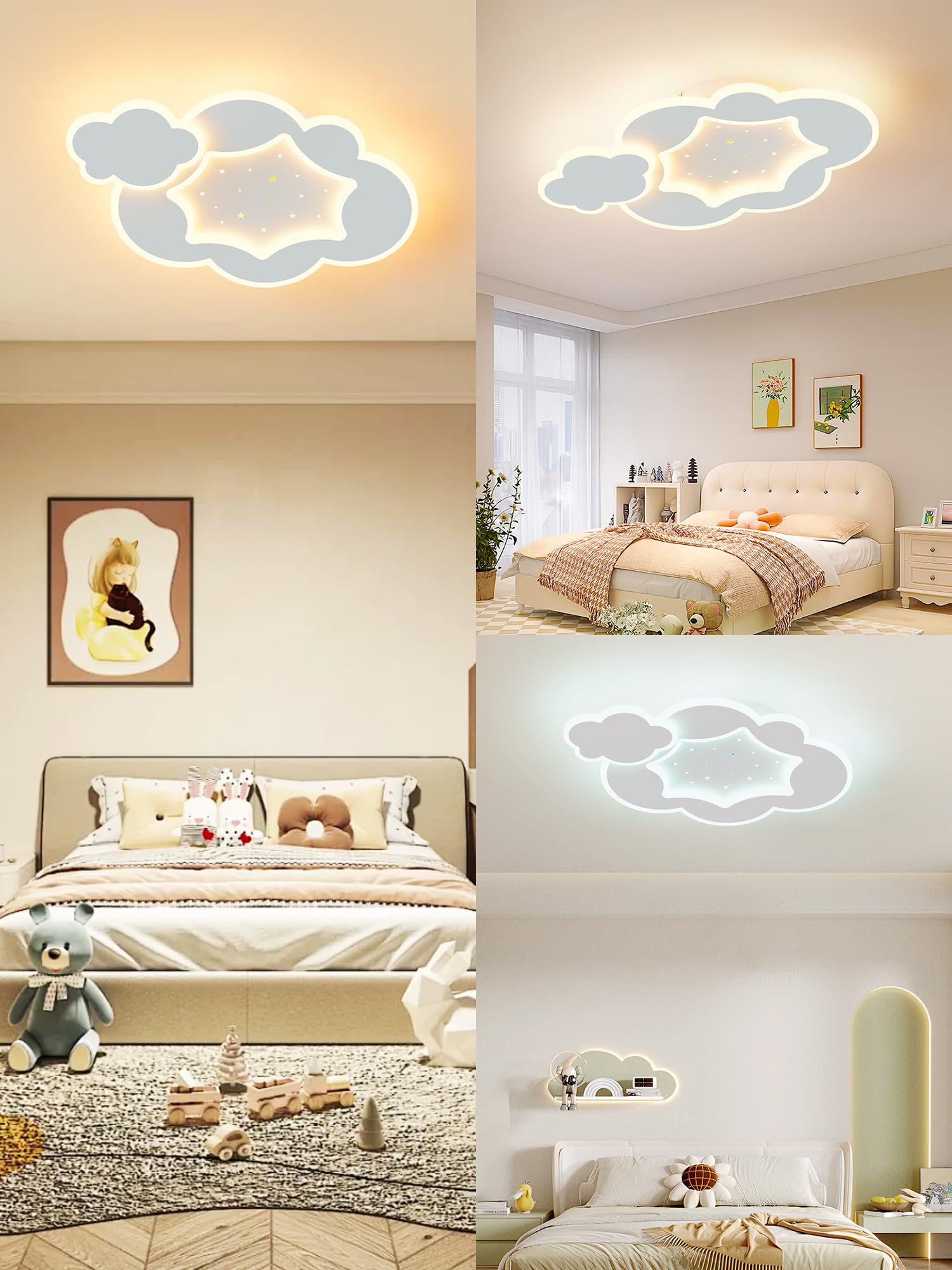 ZEKEI Lámpara Techo Infantil con Mando a Distancia，Lámpara Habitación Techo con Luz Regulable de 3000k-6000k y Brillo Ajustable para Dormitorio y Habitación Infantil，45 cm con Luz Nocturna