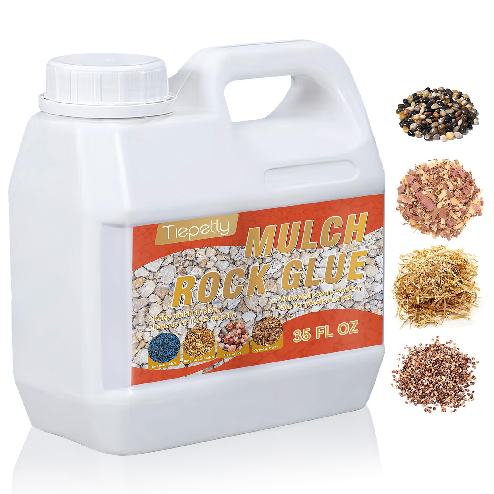 Mulch and Rock Glue for Landscaping, Powerfully Lock Rock, Pea Gravel