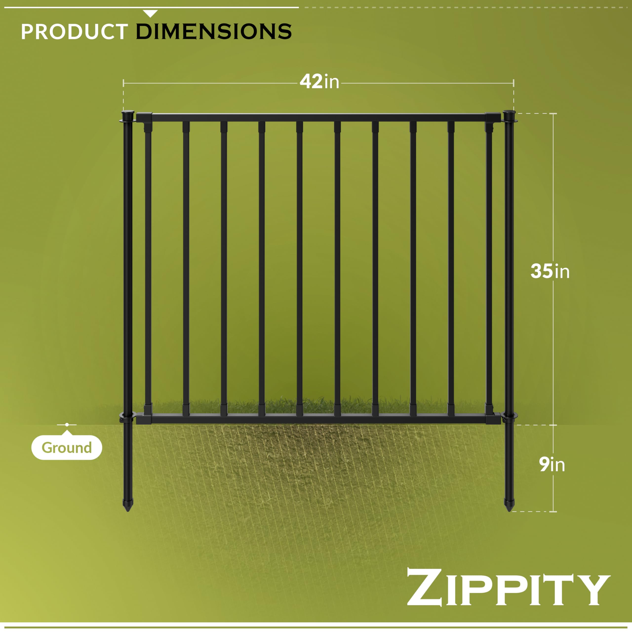 35in H x 42in W (2 Panels) No Dig Zippity Zurich Fence Kit, Poly