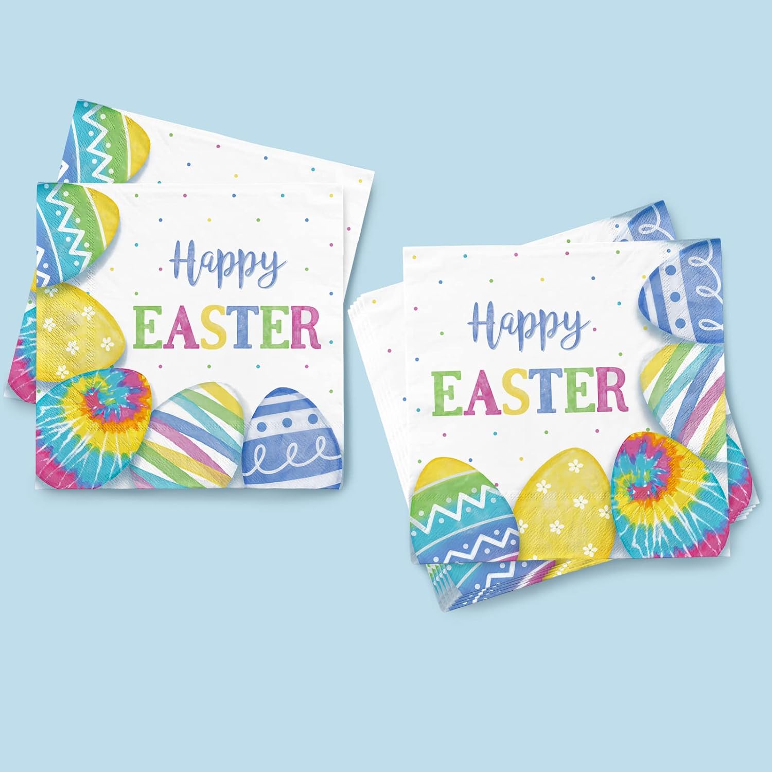 Happy Easter Party Supplies Kit, Disposable Dinnerware Includes, Paper Dinner Plates, Dessert Plates, Napkins for Easter party Decorations, Serve 50