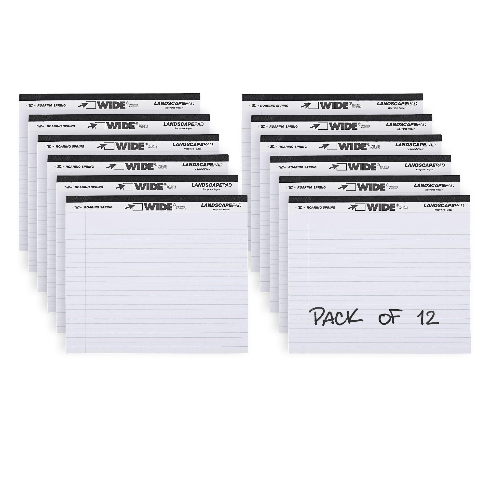 ROARING SPRING Ampio blocco legale orizzontale, bianco, 12 blocchi, 28 x 24,1 cm, a righe universitarie con margine, carta riciclata 9,1 kg, 40 fogli perforati, prodotto negli Stati Uniti