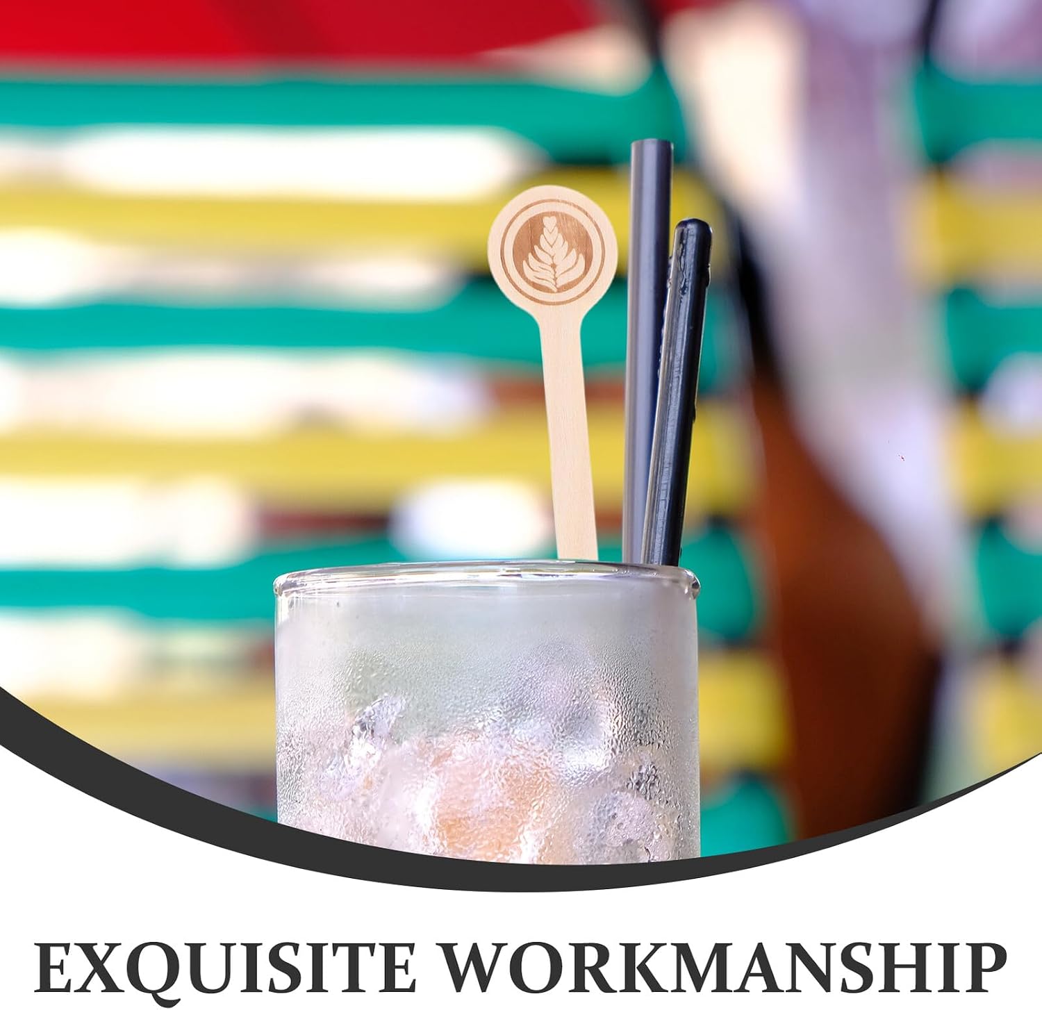 100pcs Wooden Coffee Stir Sticks 15cm Round-head Beverage Stirring Rods Disposable Paper Individually Wrapped Cocktail Swizzle Sticks for Bars and Parties