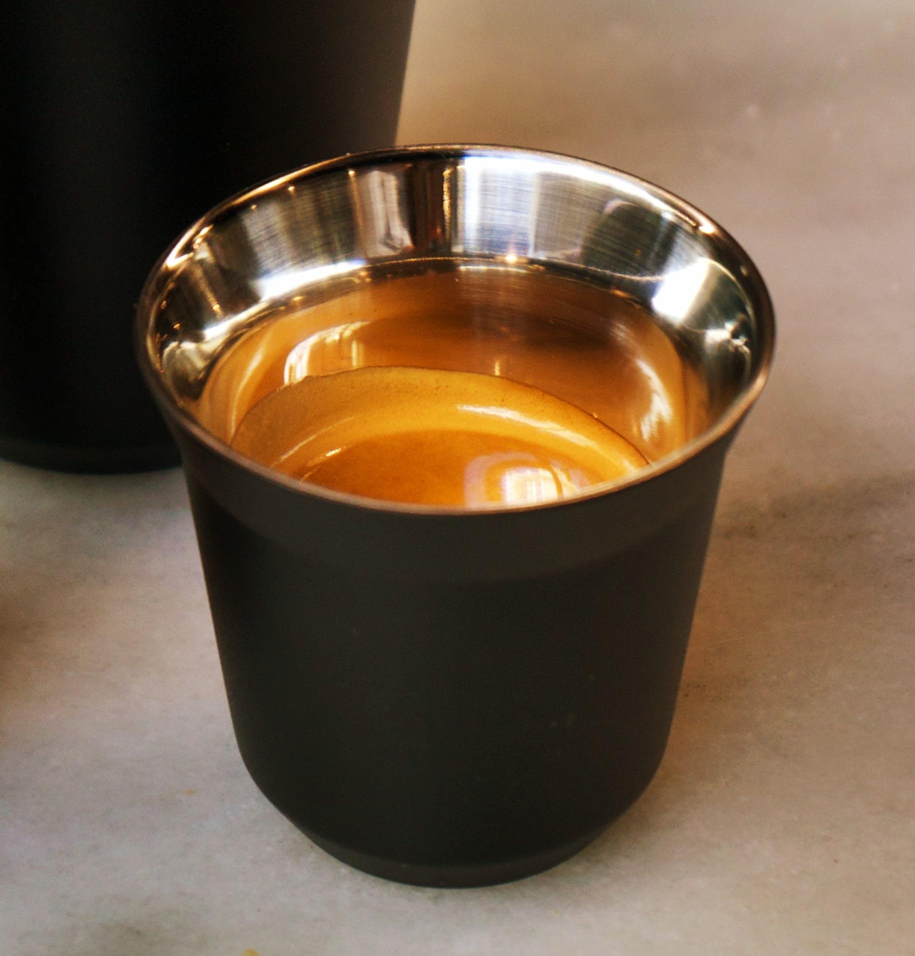 2 X 80 Ml | Espresso Macchiato – Juego Tazas De Cafe – Taza Termica Cafe – Chavenas De Cafe Expresso – Vaso Cafe – Taza Expresso | Incluye 2 Cucharillas De Diseño (Onyx, 80 Ml)