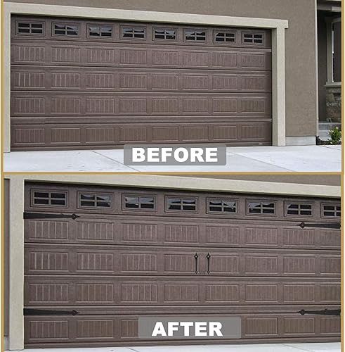 Miniatura 3 de HighFree Paquete de 2 bisagras decorativas de acero para puerta de garaje, accesorios decorativos para casa de carro, manijas falsas de bisagras,