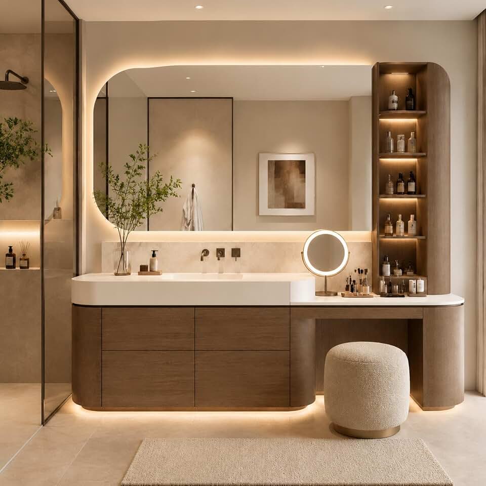 110 in Freestanding Single Sink Bathroom Vanity with Makeup Station