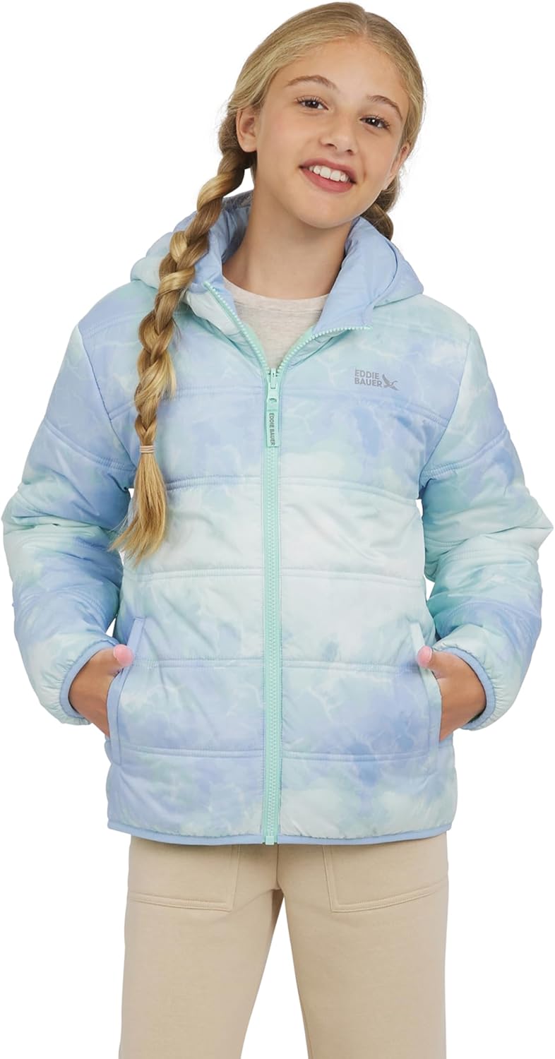 Eddie Bauer Girls' Deer Harbor Reversible Faux Fur Lined Insulated Puffer Jacket