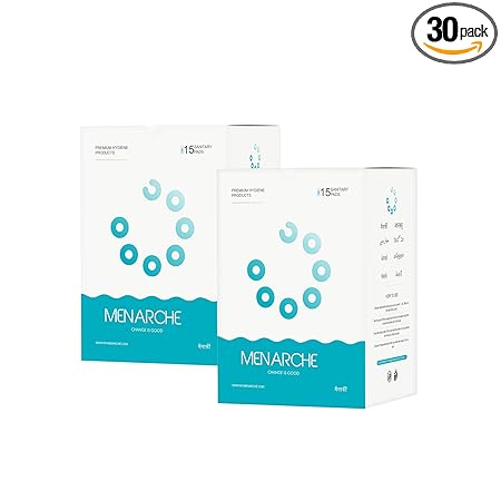 Menarche Cottony Soft & Ultra Thin Sanitary Pads 20 Super Heavy Flow (XXL) + 10 Heavy Flow (XL) (Pack Of 30), Sanitary Pads For Women