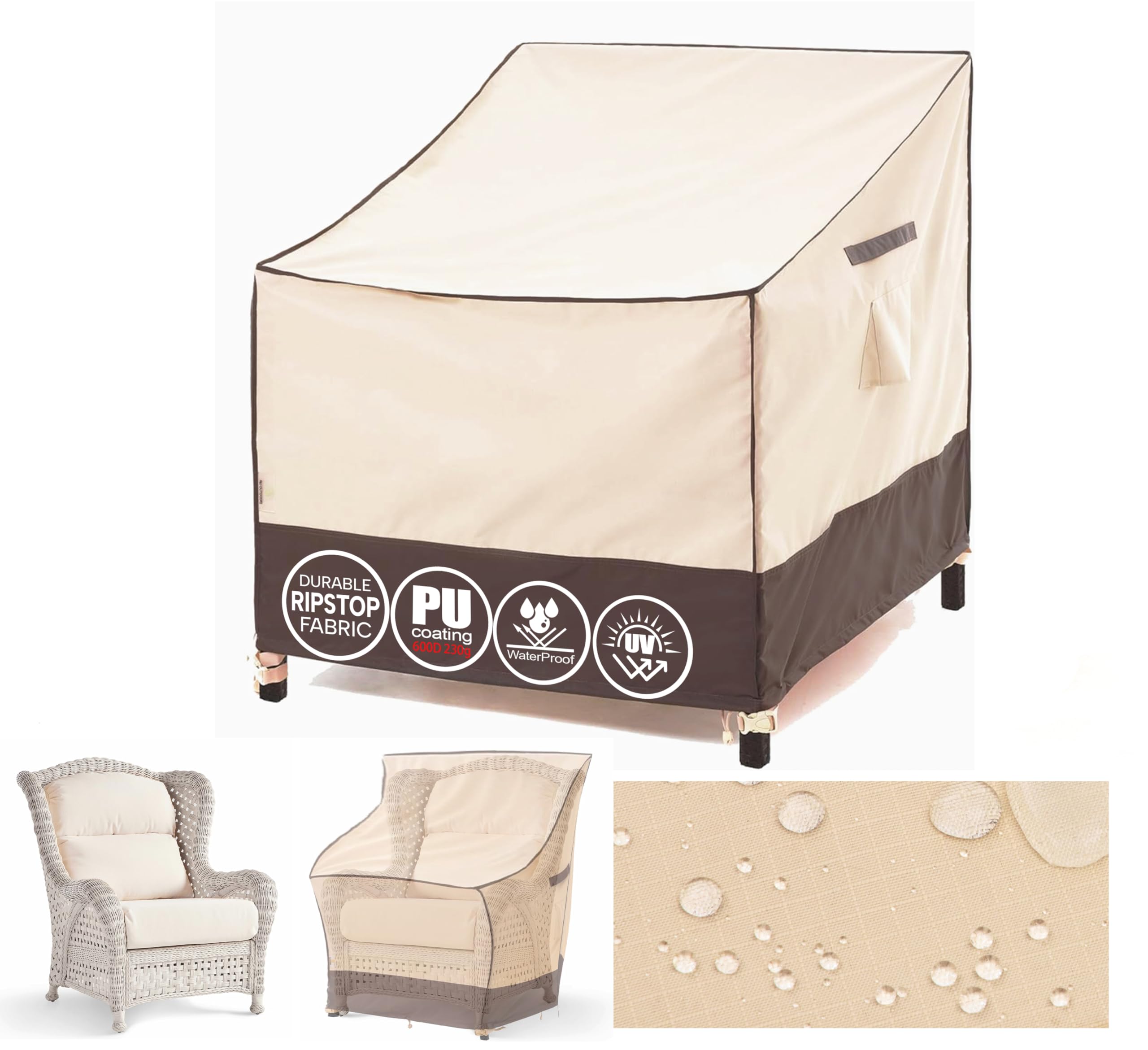 F&J Outdoors Garden Chair Covers Waterproof 89x99x66/91cm Patio Lounge Chair Rocking Adirondack Chair Cover Outdoor Furniture Covers Rattan Sofa Covers