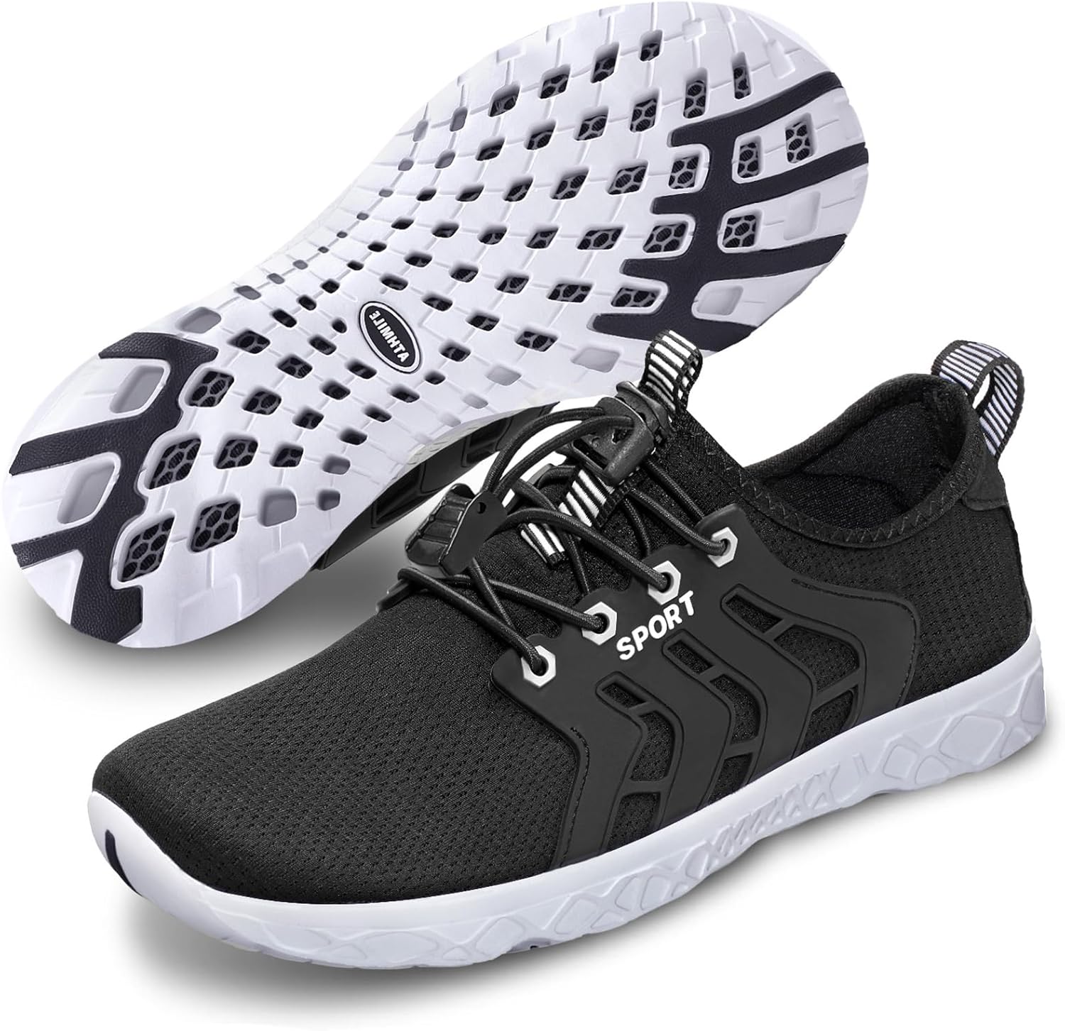 ATHMILE Water Shoes Men Quick-Dry Mesh Uppers Ultralight for Beach Pool Aqua Lake River Swimming Surfing Hiking Kayaking with Drainage Holes & Adjustable Buckle Cruise Essentials 2026