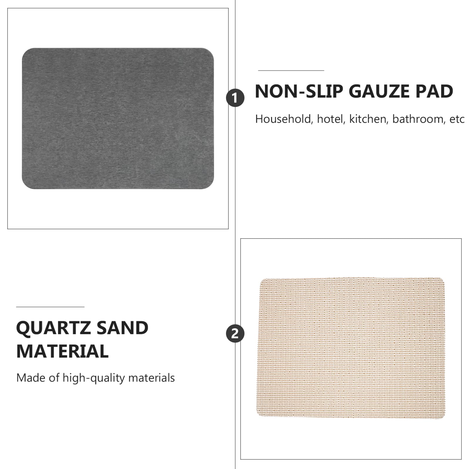 Tappeto in Terra di Diatomea Assorbente e Antiscivolo per Bagno e Cucina 40x30 Cm Asciugatura Rapida Materiale Naturale Quarzo