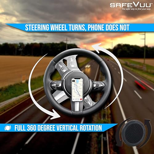SafeVuu Soporte magnético universal para volante de teléfono, soporte móvil magnético giratorio perfecto para carritos de golf, camiones, vehículos