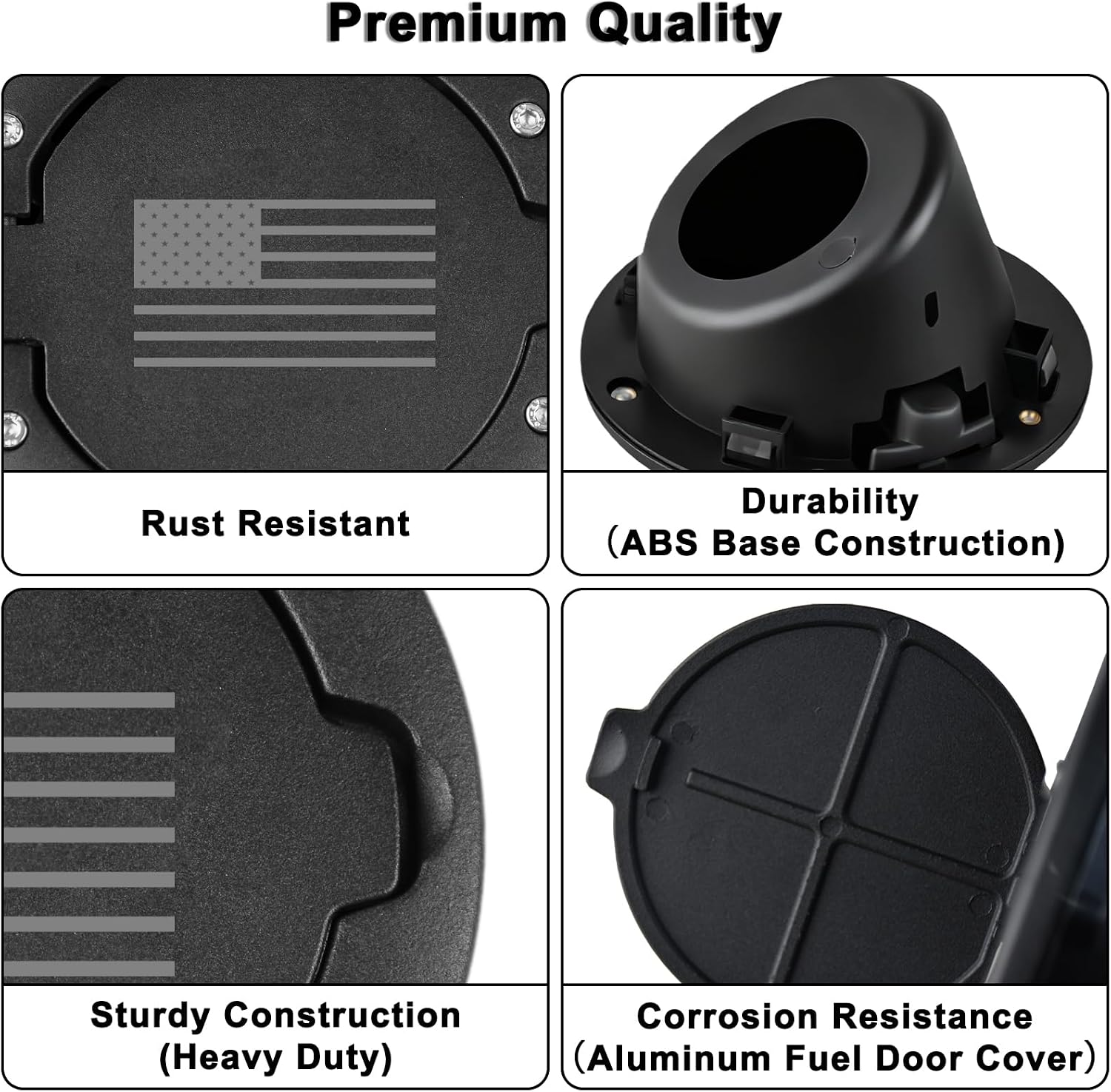 MuHize Gas Cap Cover for Jeep Wrangler JK 2007-2017 & Unlimited Sport Rubicon Sahara, Easy to Install, Rust Resistant Fuel Door Cover(with US Flag)