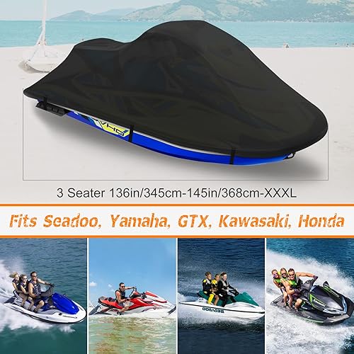 Miniatura 9 de Funda para moto acuática remolcable 300D, resistente al agua, con rejillas de ventilación reflectantes, se adapta a Seadoo, Yamaha, GTX, Kawasaki,