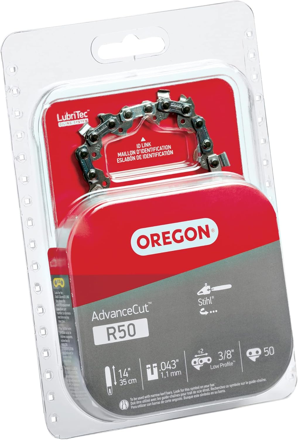 Oregon R50 AdvanceCut Replacement Chainsaw Chain for 14-Inch Guide Bars, 50 Drive Links, Pitch: 3/8", .043" Gauge, Fits Various Stihl Models