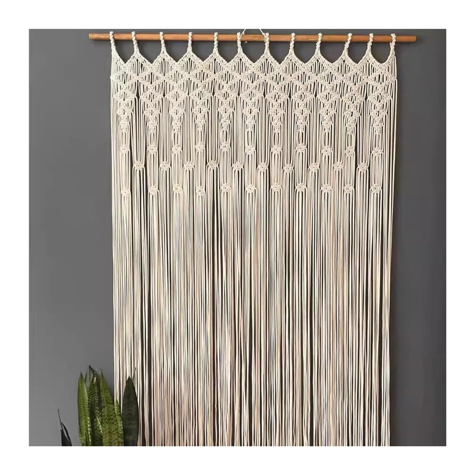 Giveduno Tapisserie bohème, Rideau en macramé beige, plusieurs tailles, corde en coton tissée à la main, style Boho, occultant for porte(190L x 90W cm)