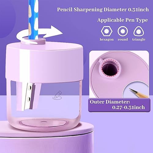 Miniatura 3 de Aitxpaotn Sacapuntas, 3 sacapuntas manuales de lápices, sacapuntas de color de un solo agujero para niños y adultos, sacapuntas de aula, sacapuntas