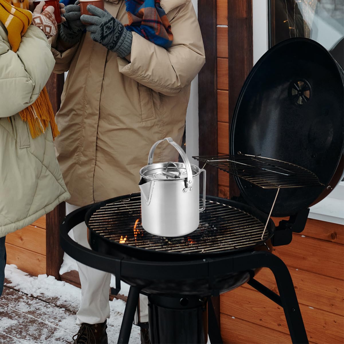 Camping Silber Teekessel 1,2 L aus Edelstahl Leicht und Tragbar Praktisch und Robust für Outdoor und Zuhause