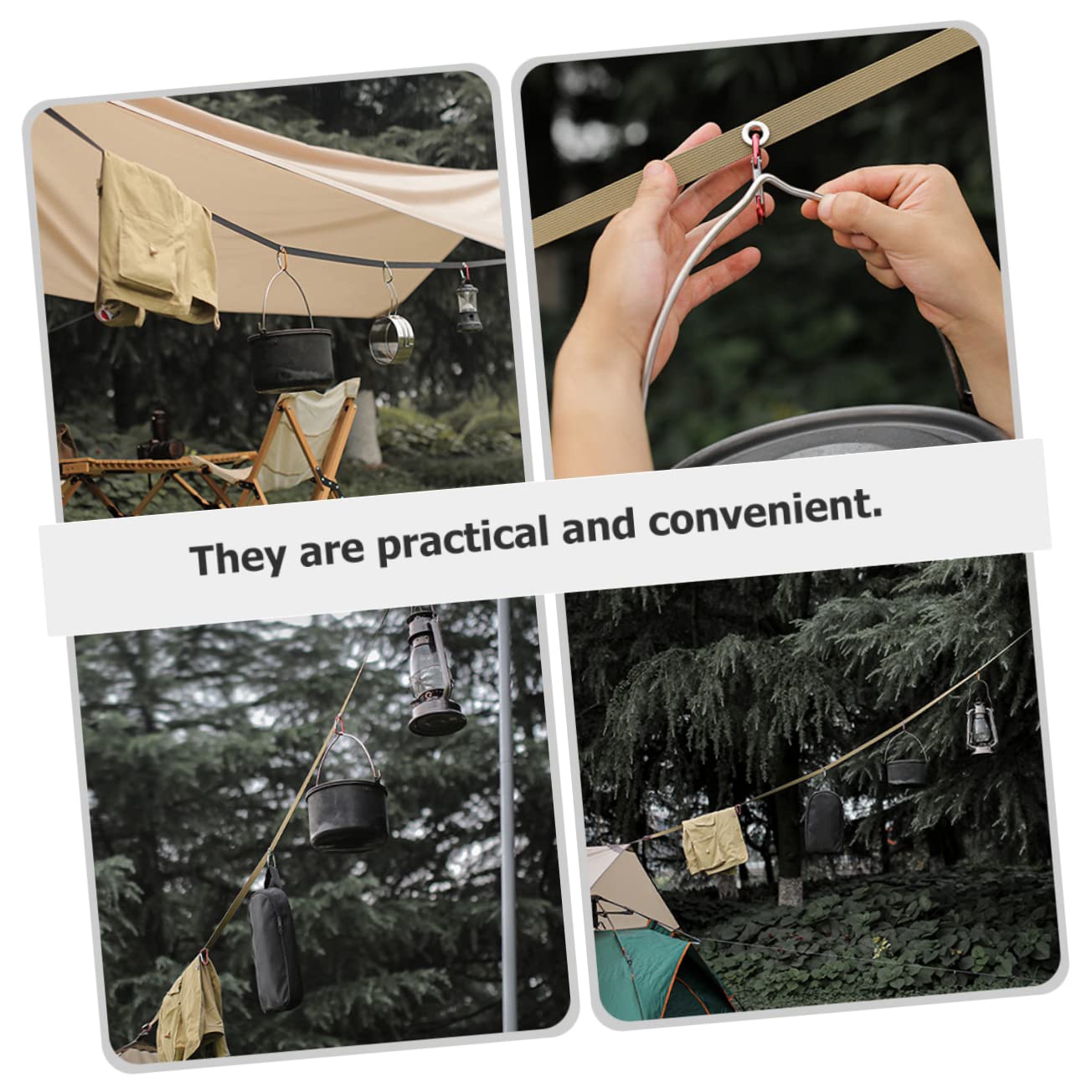 TOPBATHY 4sets Cinghie Per Multifunzionali Cinghie Da Campeggio Antivento Filo Stendibiancheria Resistente All Usura Per Esterni e Interni Per Viaggi e Attività Outdoor