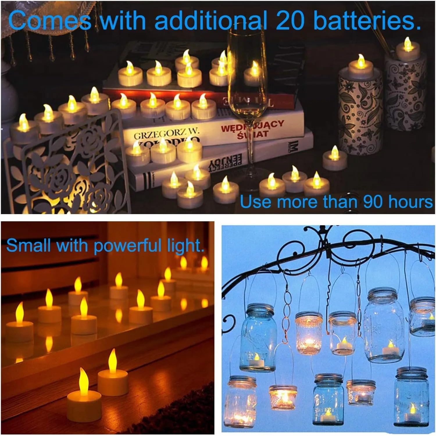 Candele Led Candele a LED Confezione da 48/24/12 candele luminose for creare un'atmosfera calda e tremolante(48pcs)