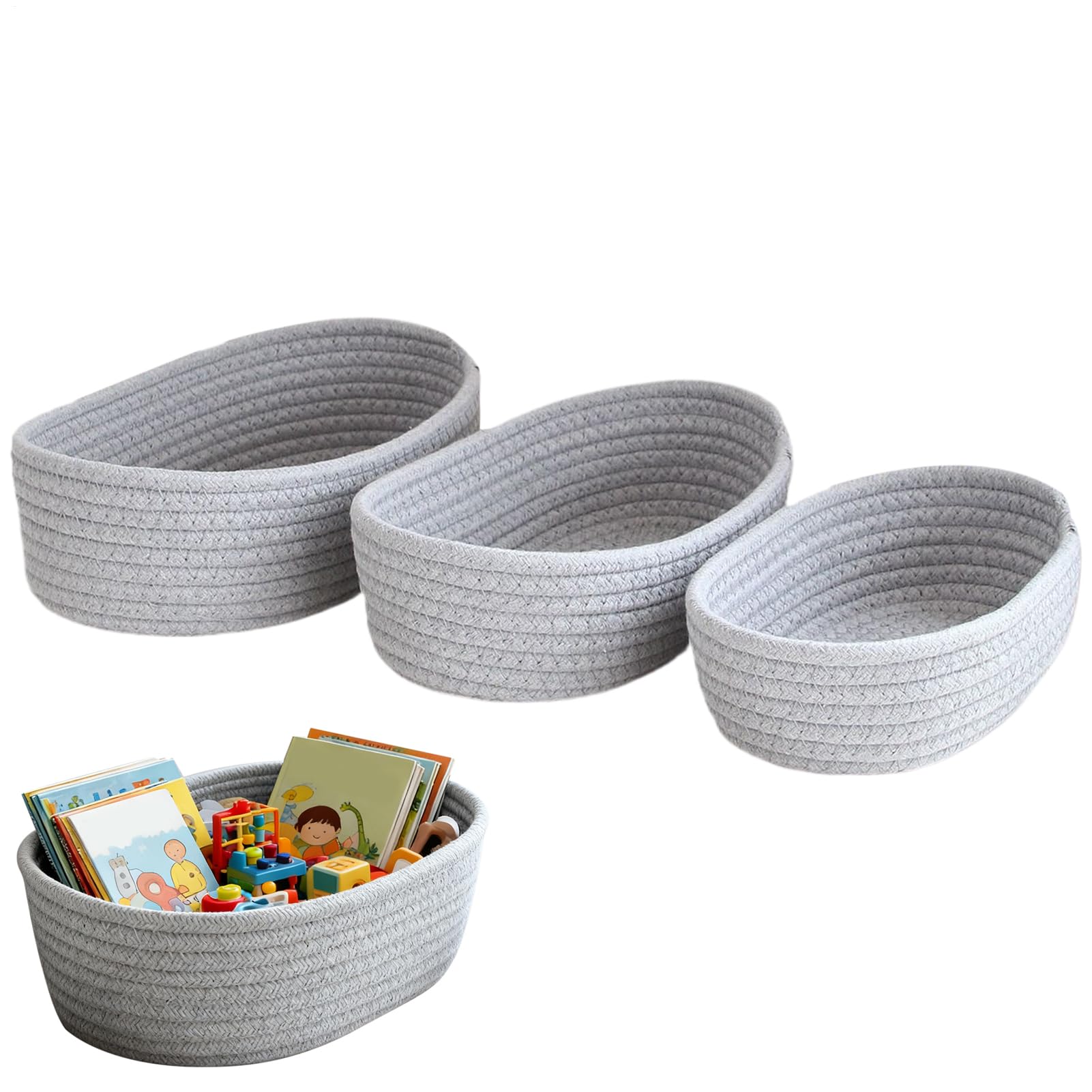 Panier de rangement en tissu léger et robuste avec poignées pour linge de maison