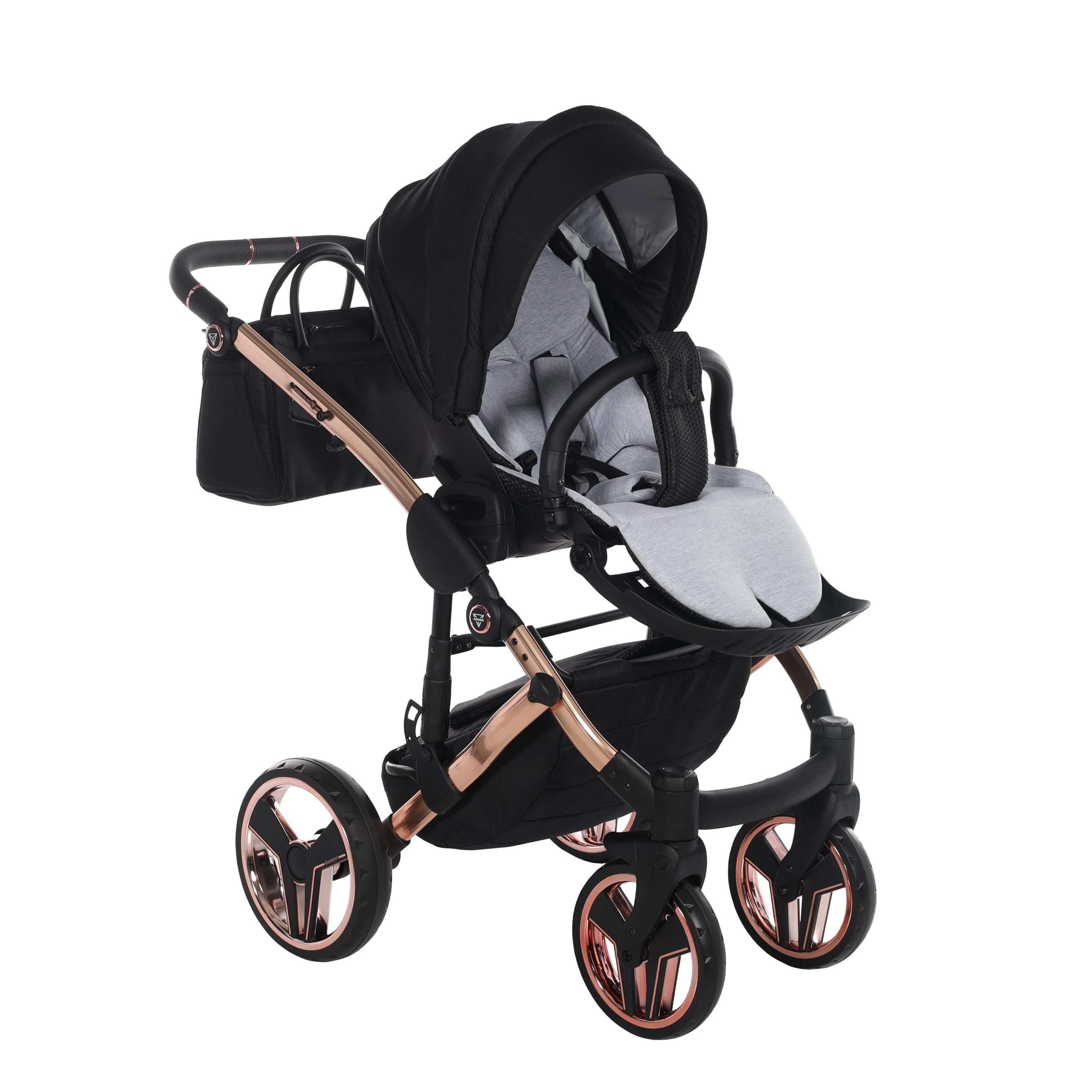 Junama Passeggino TRIO Diamond S 03 Nero e Rame - 2in1 3in1 4in1 + ombrellino (3 in 1 con Seggiolino Auto)