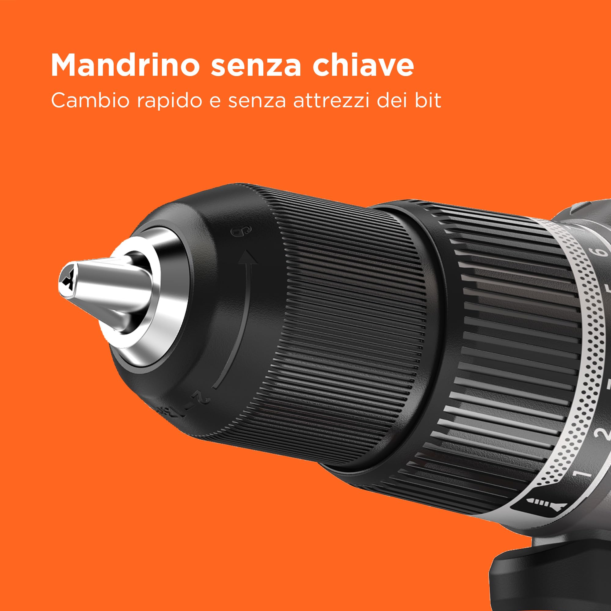 BLACK+DECKER 18V POWERCONNECT Trapano a percussione a batteria, coppia 45Nm, 2 marce, luce LED, mandrino senza chiave, senza batteria o caricatore, BCD383XN-XJ