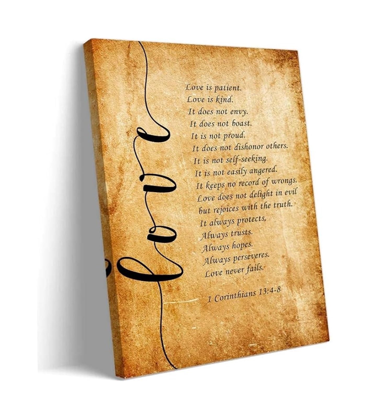 KCDFDVJFBM 1 Corinthians 13 4-8 Poster - Love Is Patient Love Is Kind Vintage Bible Verse Wall-Art Decor(Unframed,16x24inch(40x60cm))
