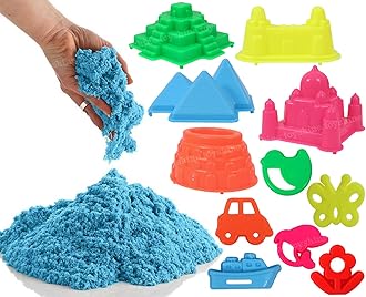 1 Kg Creative Sand for Kids with 12 Play Molds | Kids Activity Toy Soft Sand Clay - Blue