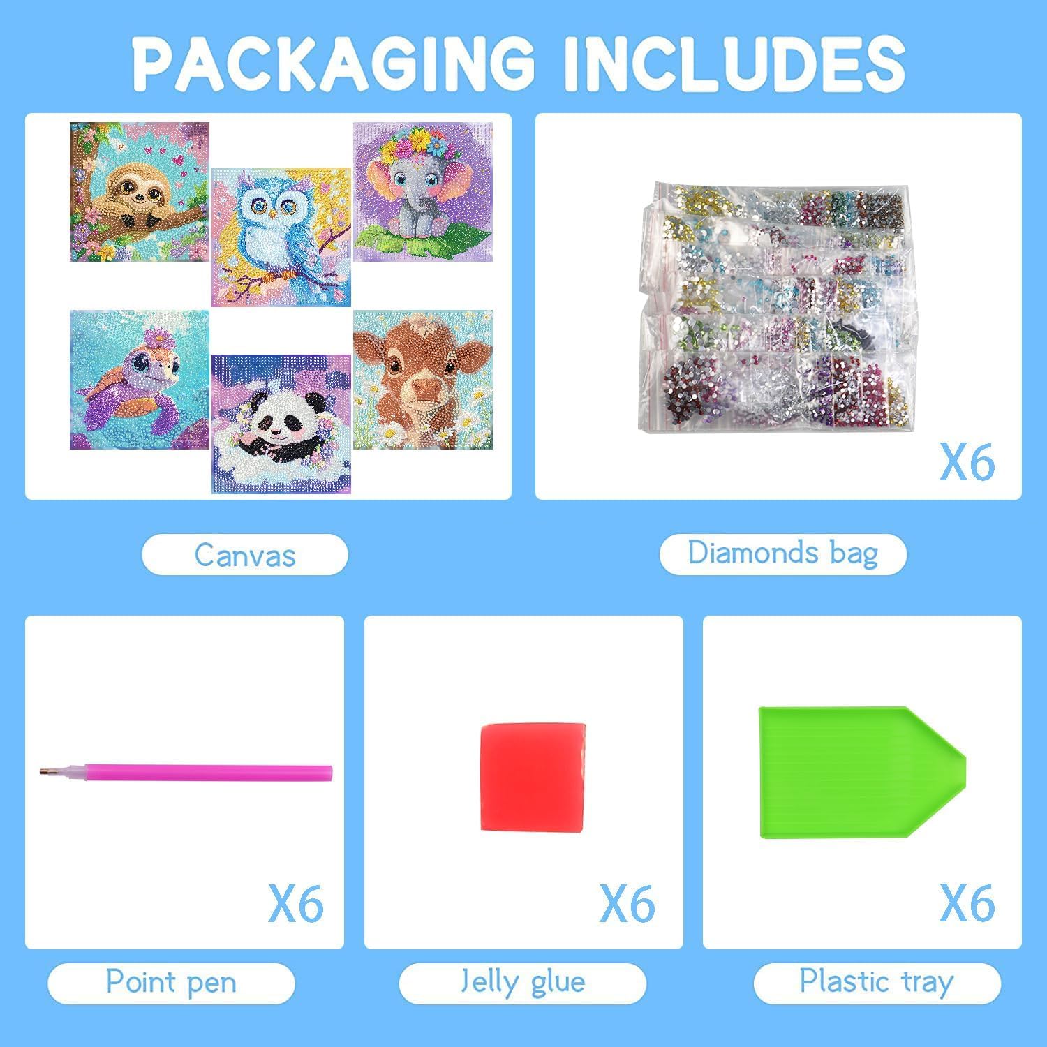 Kids Diamond Painting Kits - Cute Animals Art for Beginners -6