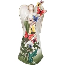 Blue Sky Clayworks Angel with Butterflies Candle House, 10 in