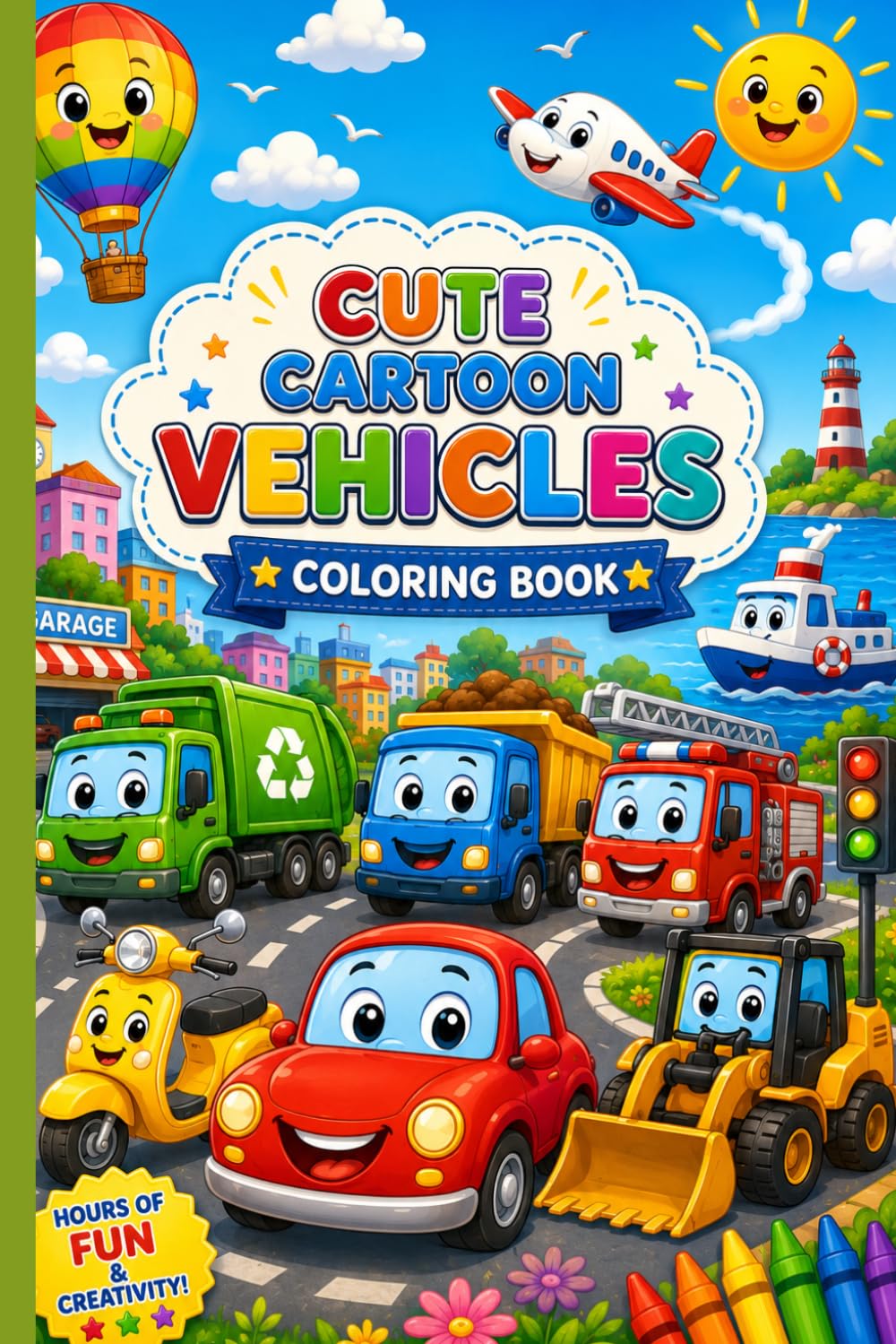 Cute Cartoon Characters Coloring Book