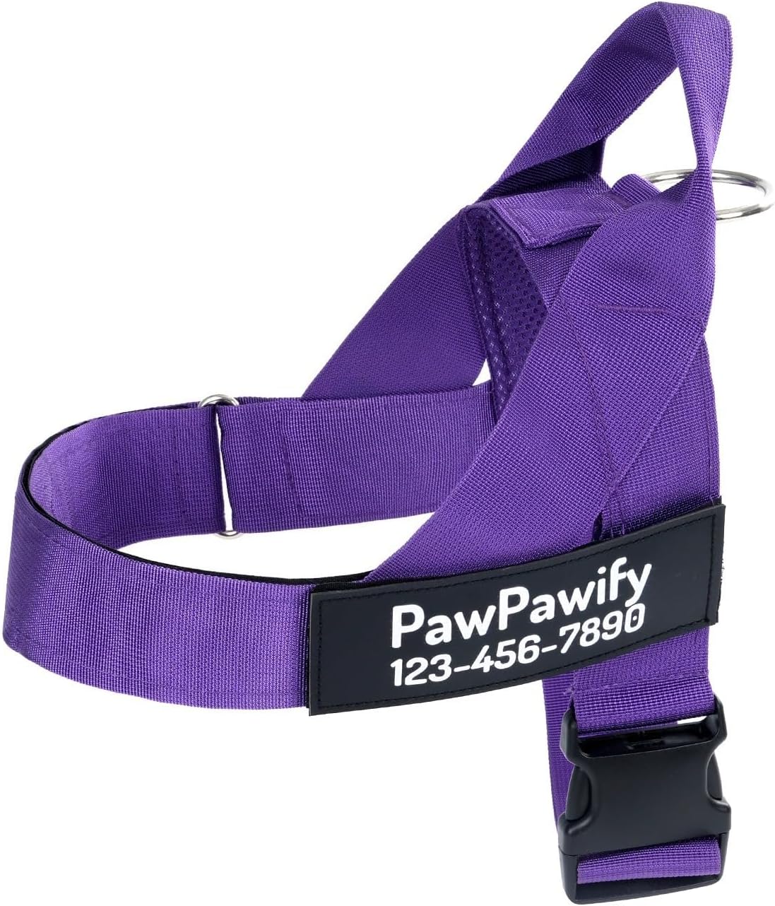 Custom with Name & Phone Number Dog Harness - Easy Walk Harness for Dogs - Pull-Free Walks - Comfort Straps - Breathable Personalized Patch Harness Design (Purple,XXL Chest 33-46 in)