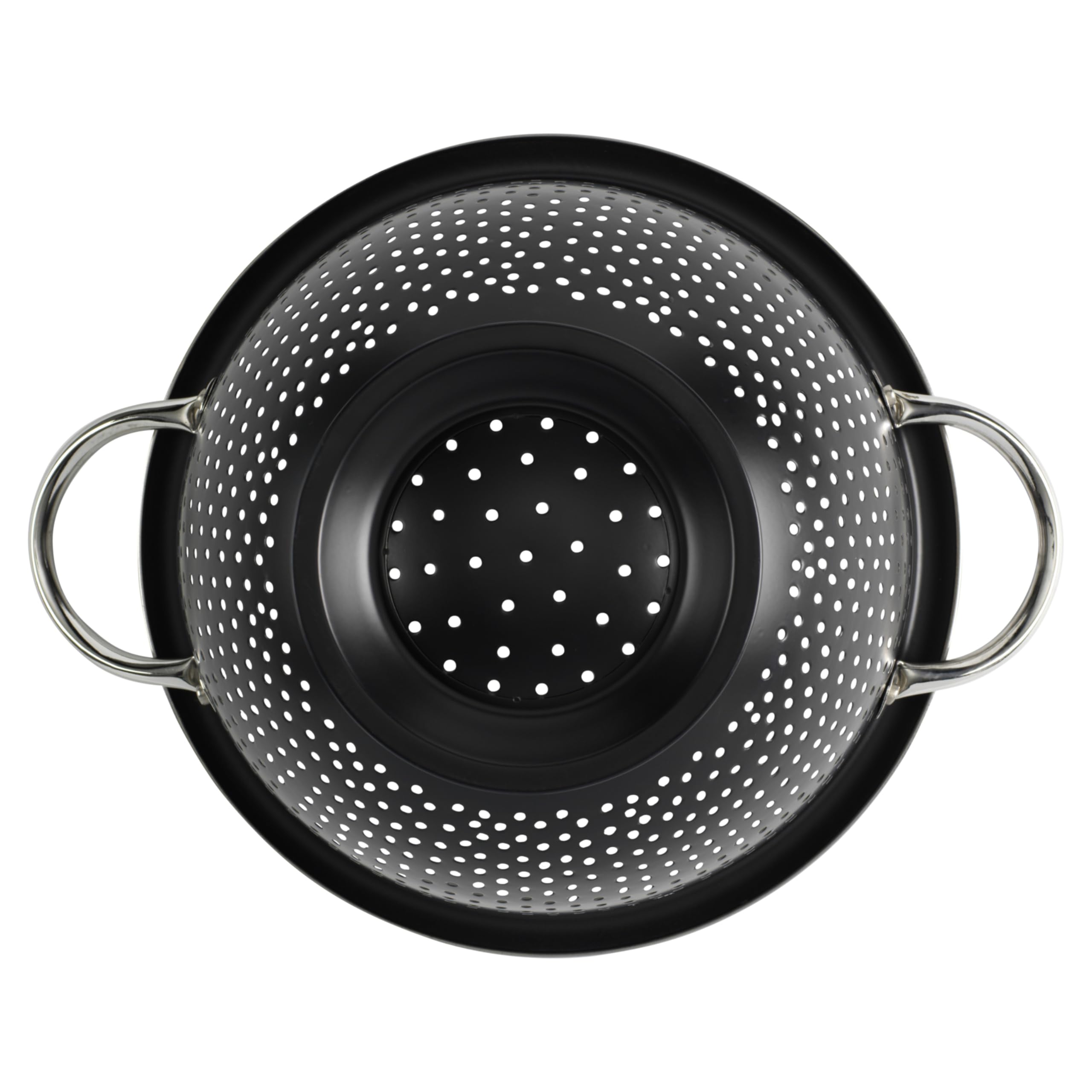 GoodCook Scolapasta gourmet, capacità 5 qt, in acciaio inox, con manici e piedistallo rialzato, nero intenso