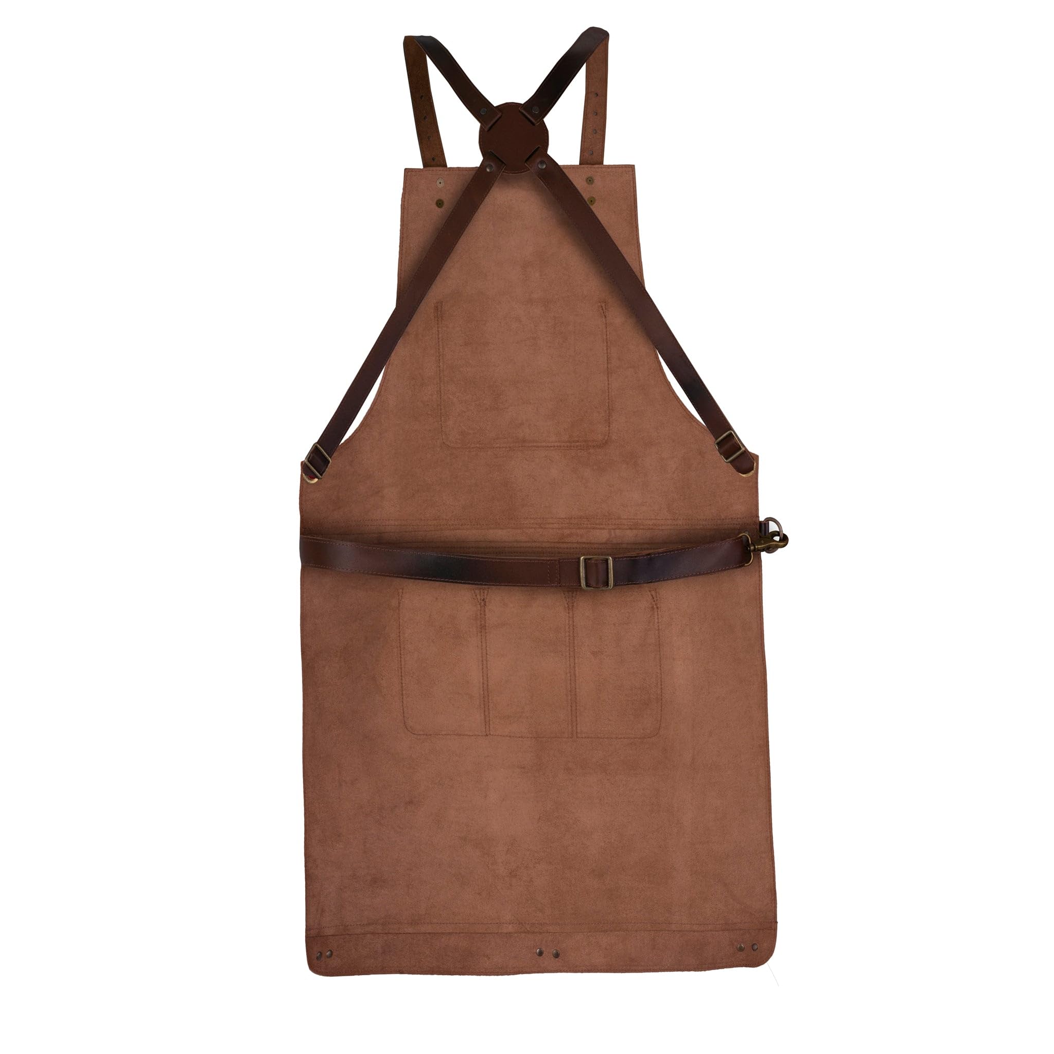 Leather Tool Working 12 Pocket Tool Apron | Unisex Leather Cross Body Back Straps Adjustable | Woodworking | Gardening Apron