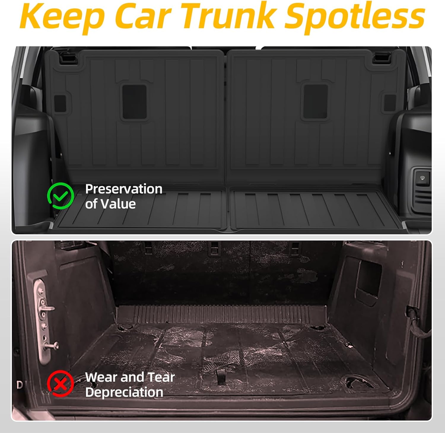 Car Floor Mats & Cargo Mats Replacement for Toyota 4Runner 5-Seats 2013-2025, TPE All Weather Floor Mats, Custom Fit Car Mats Full Sets, Front & 2nd Row & Cargo Liners with Rear Backrest Mat