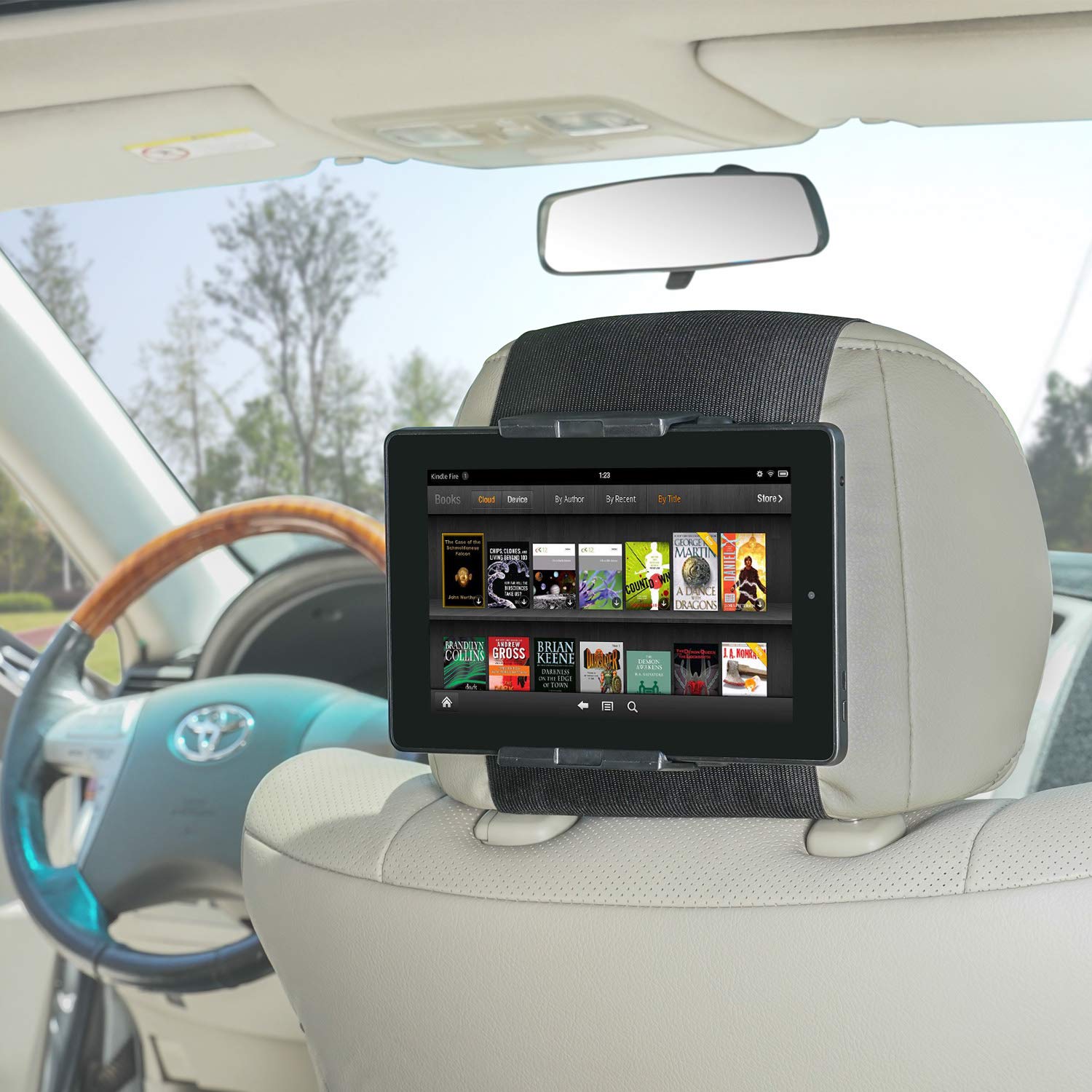 Shengxi Tablet Holder Car Black Tablet Holder Headrest With Silicone Holding Net Non-Slip Universal Car IPad Holder 360° Adjustable For All Kindle Fire Tablet Switches - View #3