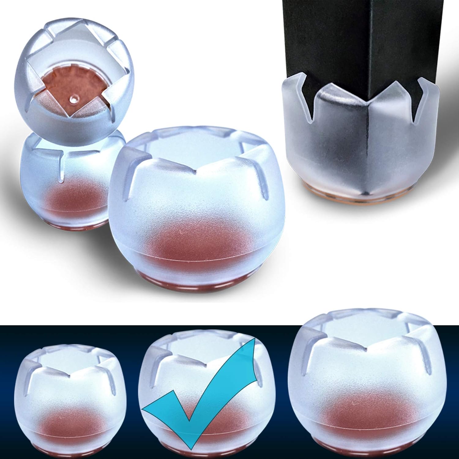 Hulameda Chair Floor Protector, Chair Leg Caps, Fit Round & Square Chair Leg - (Middle Size),36ps