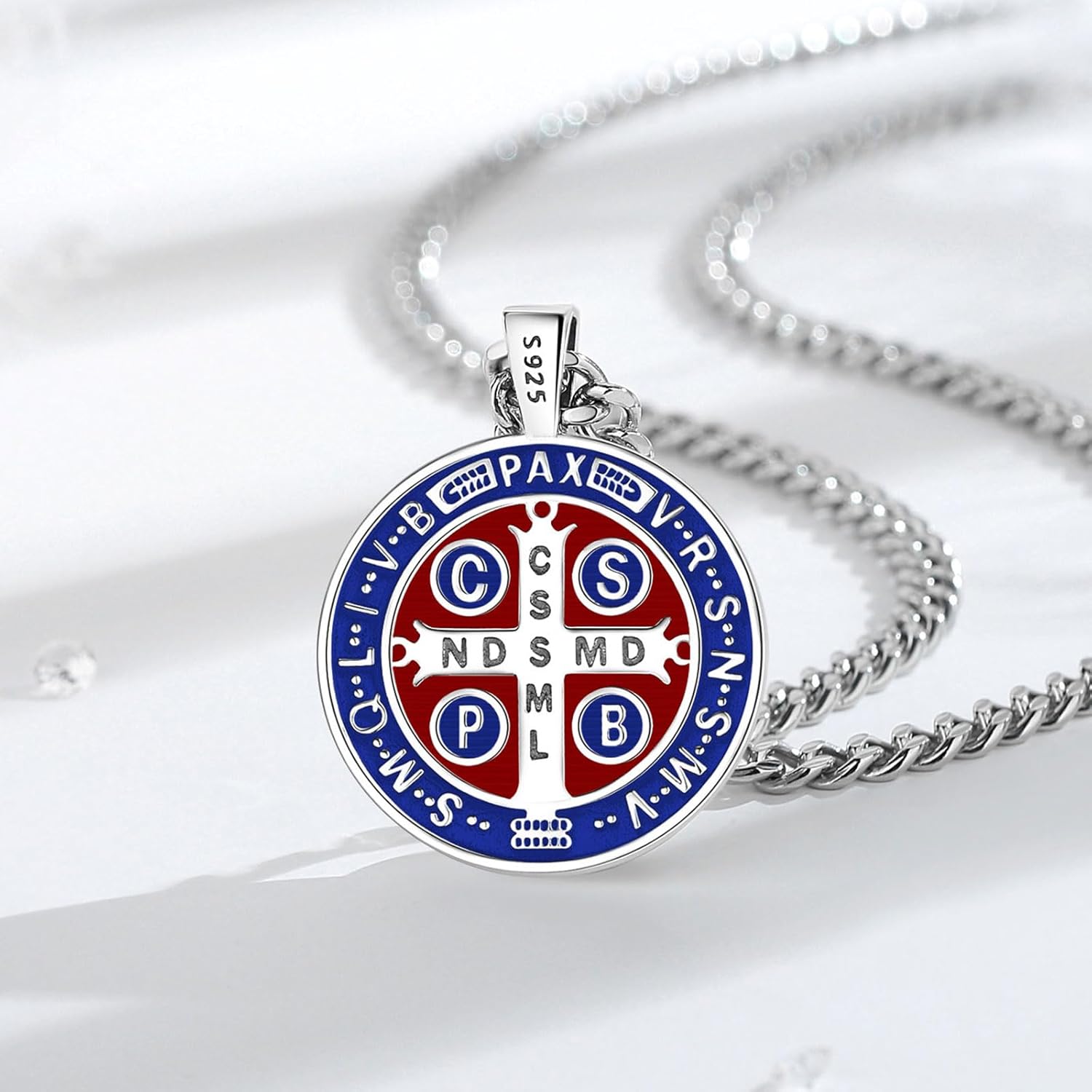 Vito 925 Sterling Silver Saint and Archangels Necklaces for Women Men, St Christopherl/Crucifix/Caravaca/St Jude/Virgin Mary/St Benedict Pendant Patron Saint Amulet Medal Religion Jewelry Gift, 24" - Image 3