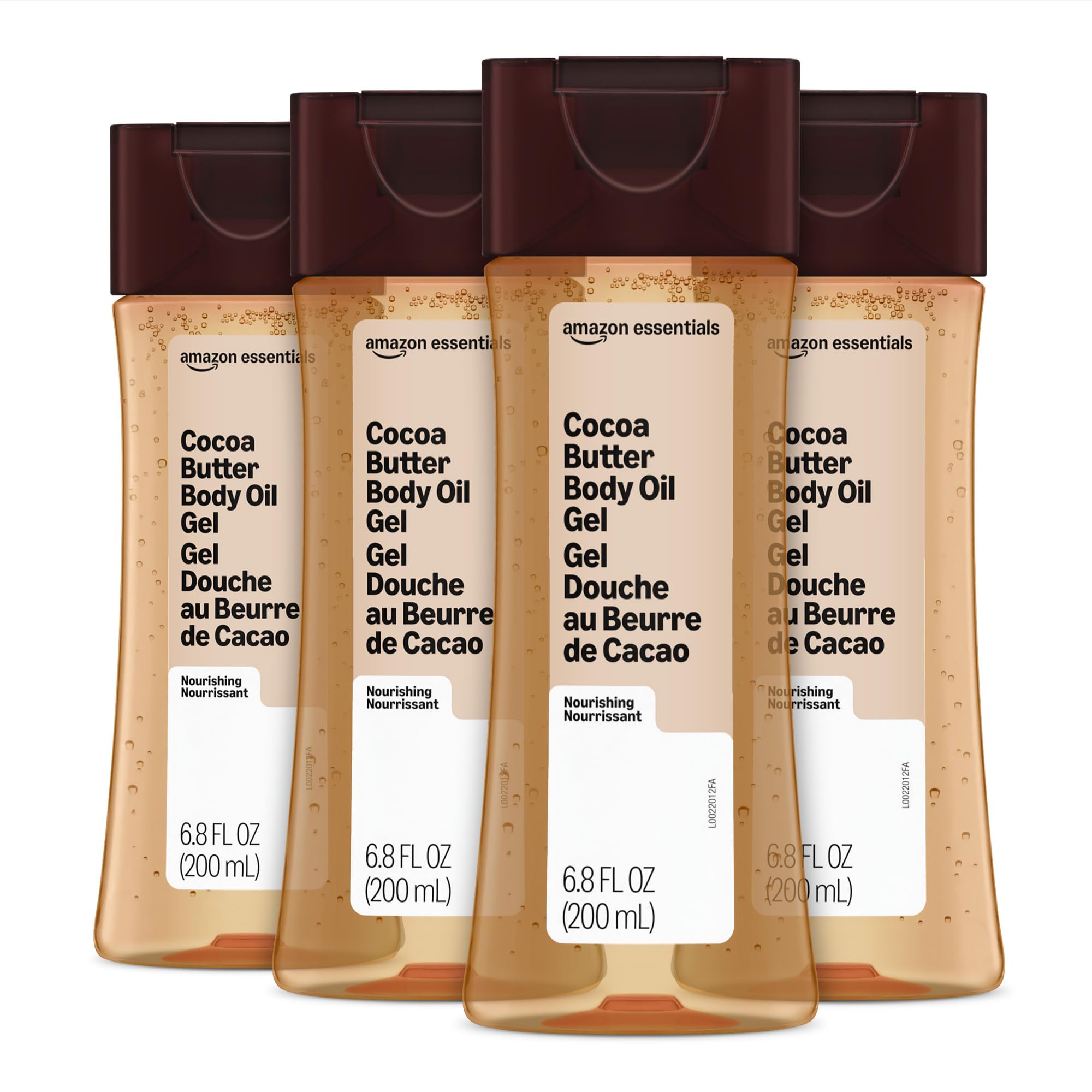 Amazon Essentials Body Oil Gel with Cocoa Butter, 6.8 Fl Oz (Pack of 4) (Previously Amazon Basics)