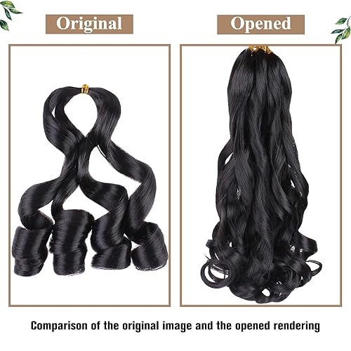 Miniatura 4 de COOKOO - 9 paquetes de trenzas de bob rizado francés de 12 pulgadas para mujeres, 50gpaquete, trenzas de cabello rizado francés pre-estiradas,