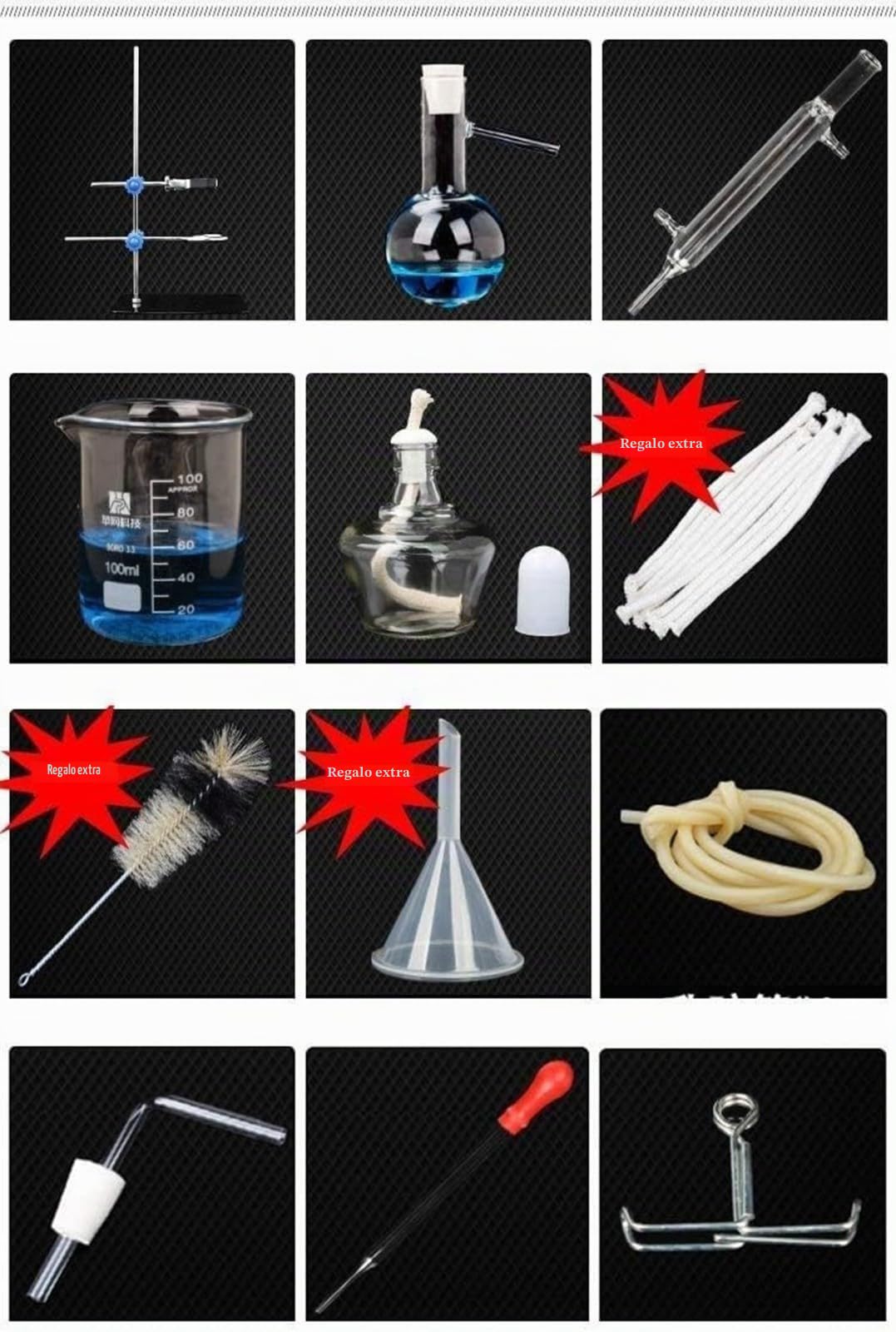 Home Destilador,Aparato De Destilación De Aceite Esenciales De Alcohol De 100 Ml,Equipo De Experimento Químico,Kit De Cristalería De Laboratorio,Juego De 12 Piezas Para Hacer Tu Propio Aceite