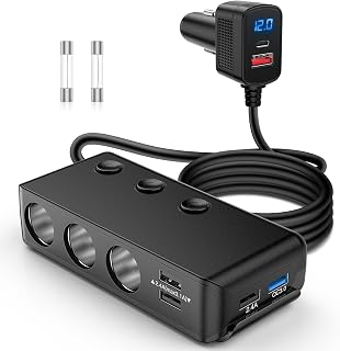 Nilight 9 in 1 Cigarette Lighter Adapter Splitter with PD/QC 3.0
