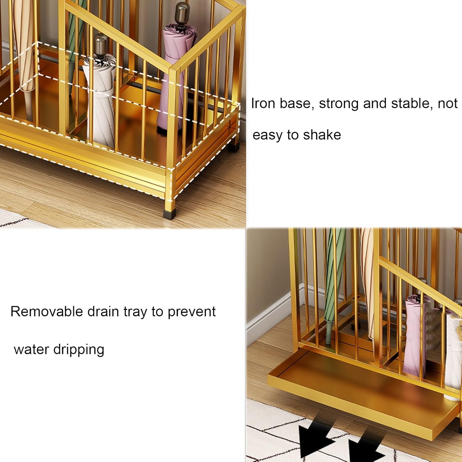 Square, Freestanding Organizer for Entryway Storage, Holds Canes and Walking Sticks