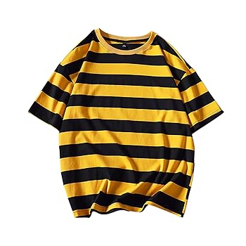 Fashion Striped T-Shirt for Men Casual Plus Size Short